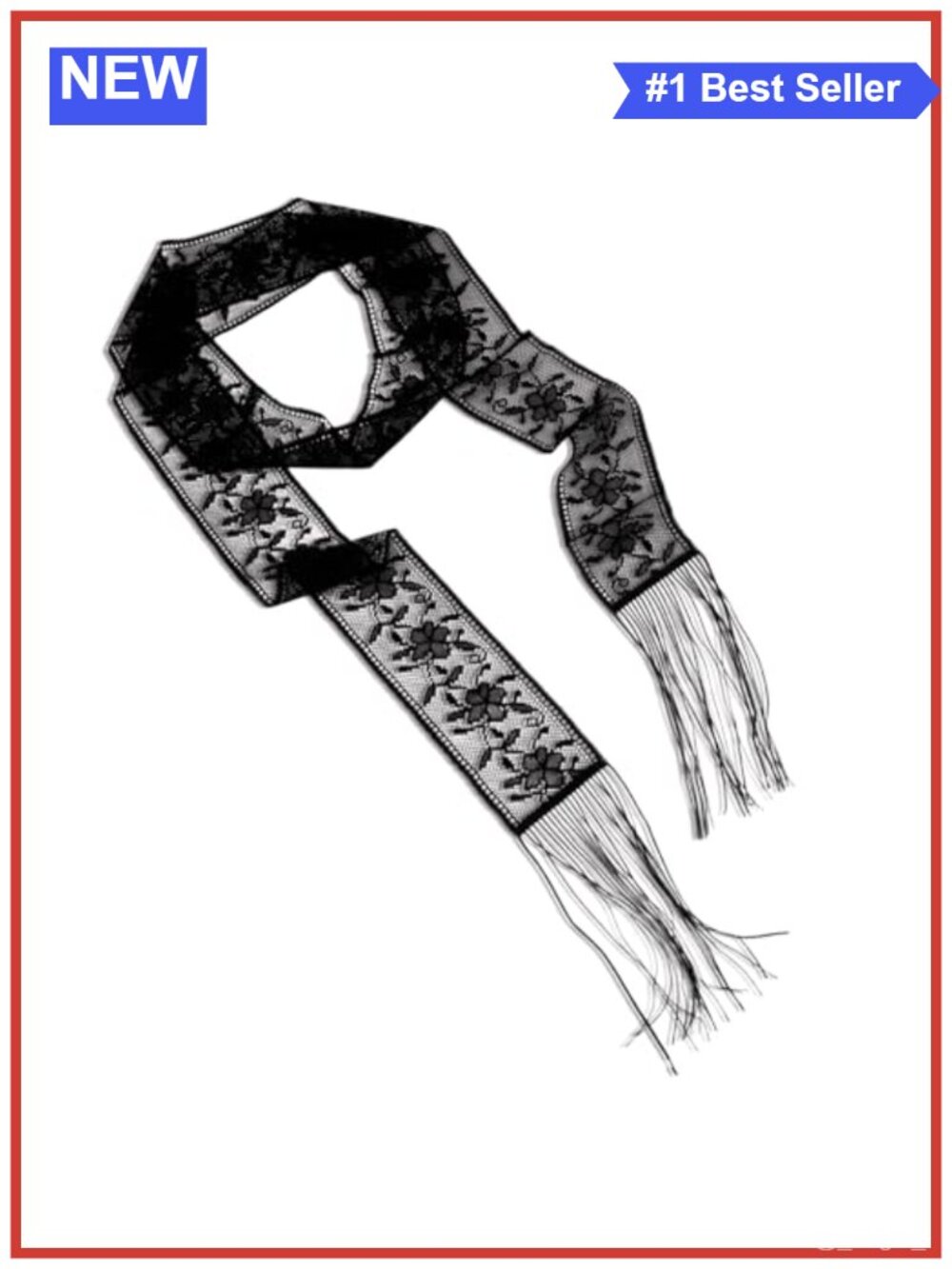 Lace Scarf for Women Skinny Fringe Floral Travel Party